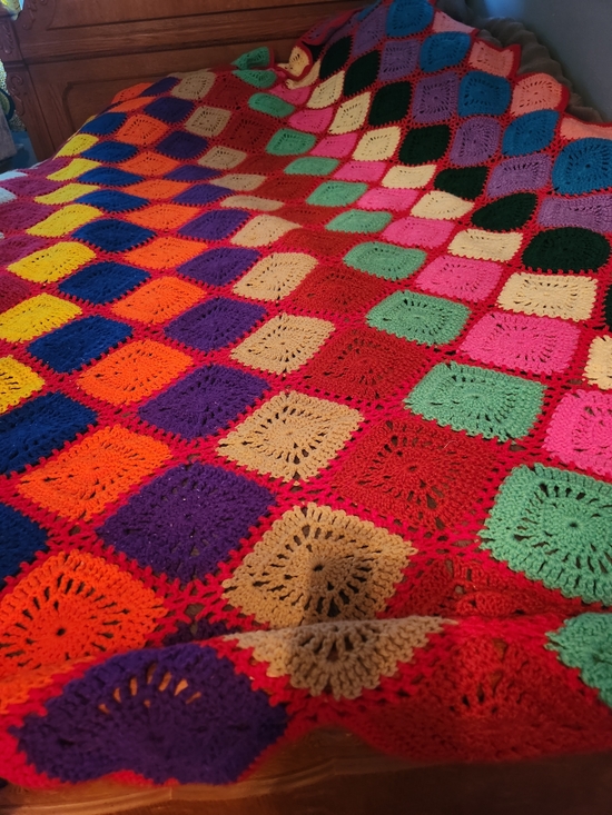 Other - Handmade Crochet Granny Square Blanket - Multi Color